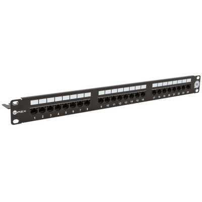 WPP-5-U-24-1-BL - WIREX 19" Patch panel CAT5E UTP 24xRJ45 1U s vyvazovací lištou
