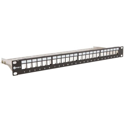 WPP-M-S-24-1-BL - WIREX 19" Patch panel modulární pro 24x keystone 1U s vyvazovací lištou
