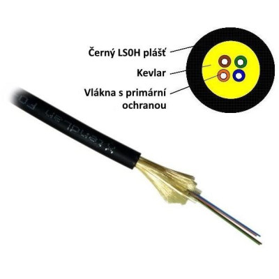 XtendLan FO kabel, 9/125, 8c, DROP, 3,7mm LS0H, černý, G.657A, 1000N, 1km cívka s konektory