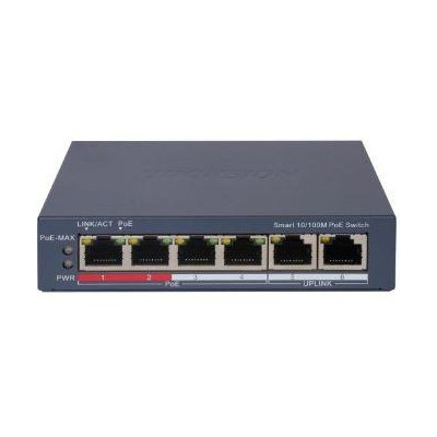 DS-3E1106P-EI - Smart switch 4x 10/100  PoE, 2x 10/100 uplink, 60W