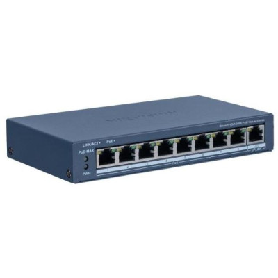DS-3E1309P-EI/M - Smart managed switch 8x 100TX PoE + 1x Gb uplink, 60W, Super PoE