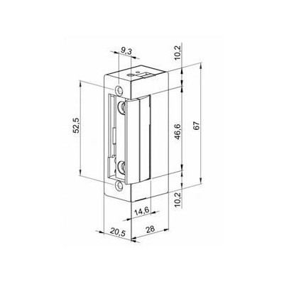 54AaFlex - El.zámek bez momentového kolíku, pulzní , 8-12V, kr. lišta
