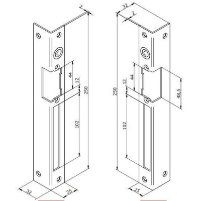 EL-09 (DIN L) - Protiplech / lišta dlouhá, rohová, levá pro symetr.el.zámek