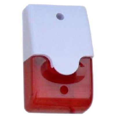 TS-404 - Interiérová piezosiréna, bílý plast + červený blikač