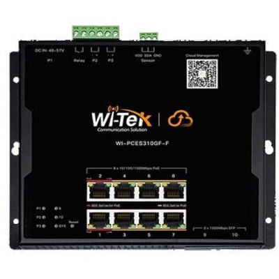 WI-PCES310GF-F - Průmyslový plochý kompaktní 8GE+2SFP Cloud PoE switch, 145W, Hi-PoE 90W
