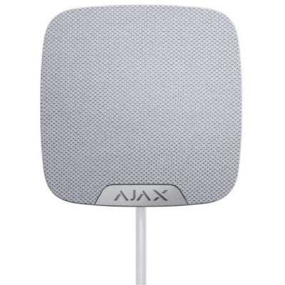 AJAX HomeSiren Fibra, bílá - Drátová vnitřní siréna, výkon 81–105 dB, indikace stavu LED diodou, IP50, nadčasový design