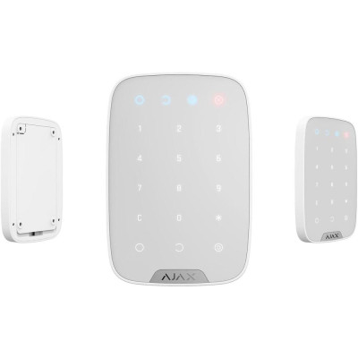 AJAX KeyPad, bílá - Bezdrátová dotyková klávesnice, 15 tlačítek, signalizace stavu zabezpečovacího systému