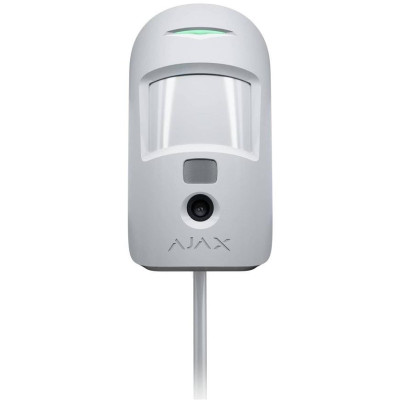 AJAX MotionCam (PhOD) Fibra, bílý - Vnitřní drátový detektor pohybu, PIR+CAM, PET imunita, dosah 12 metrů, fotografie na vyžádán