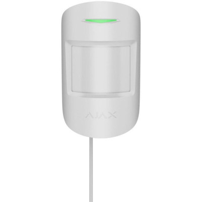 AJAX MotionProtect Plus Fibra, bílá - Drátový detektor pohybu, PIR + MW s PET imunitou, dosah 12 metrů, nadčasový design