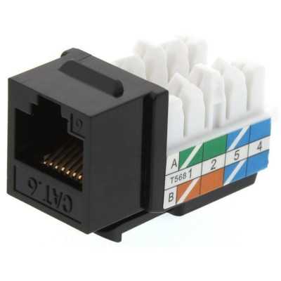XtendLan Keystone jack RJ45, narážecí, CAT6, UTP, 90 st., narážení shora, černý