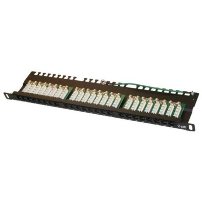 XtendLan Patch panel 19", 0.5U, 24 portů RJ-45, Cat6, černý, LSA