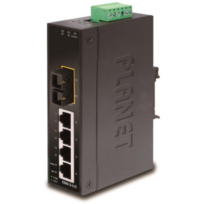 Planet ISW-511TS15, 4x 10/100Base-TX+ 1x 100FX 15km, SM, DIN, IP30, -40~75°C