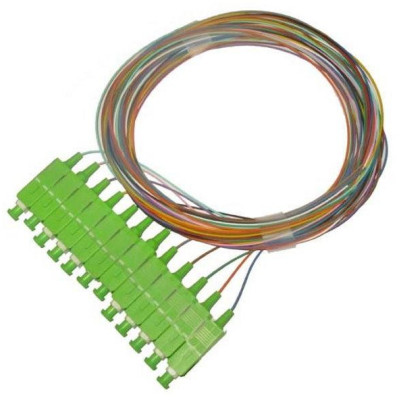 XtendLan FO pigtail SC/APC, 9/125, 0,9mm, 1m, LS0H, sada 12 pigtailů různé barvy, G.652d