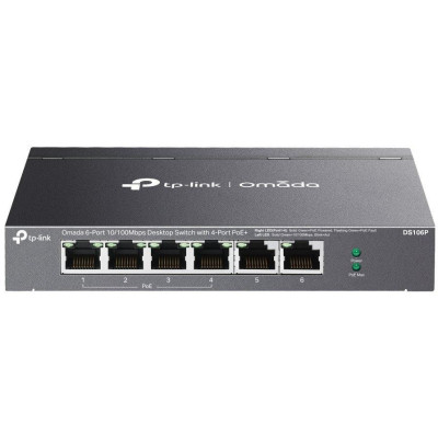 TP-Link DS106P, Omada switch, 4x 100 Mbps PoE+, 2x LAN, 67W PoE budget, Extend mod