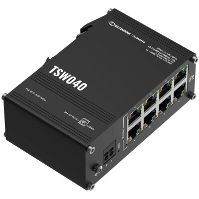 Teltonika TSW040 průmyslový nemanažovaný switch, 8x PoE+ 10/100, bez zdroje