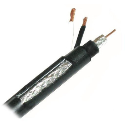 XtendLan Koaxiální kabel kombinovaný xl-RG 59B (75 Ohm) 0.81mm + 2x 1mm2 vodič, 1m, balení 200m, PE černý