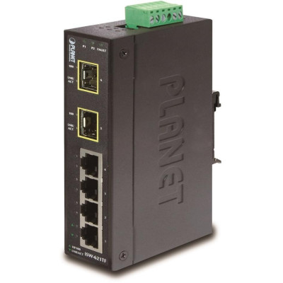 Planet ISW-621TF, 4x 10/100Base-TX+ 2x 100FX SFP, DIN, IP30, -40 až 75 st.C