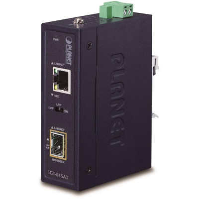 Planet IGT-815AT konvertor 1x 100/1000Base-T,1x SFP 100/1000-X, ESD+EFT, IP30, -40 až 75°C, malý rozměr