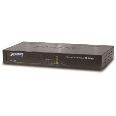 Planet VC-234 Ethernet po VDSL bridge, 4x 10/100/1000 RJ45 na pár VDSL/VDSL2, do 1,4km, 30a profil