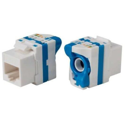 XtendLan Keystone jack RJ45, CAT6A, UTP, uzavíratelný se zámkem, instalace bez nástrojů, bílý s barevným pruhem