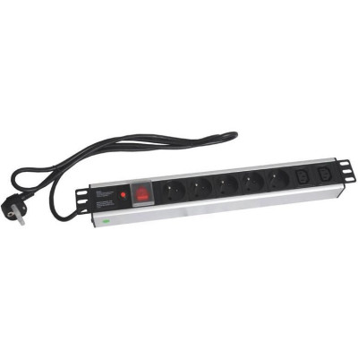 XtendLan 19'' rozvodný panel 5x 230V, 2x IEC, ČSN, vypínač, nadproudová ochrana, 1,8 m