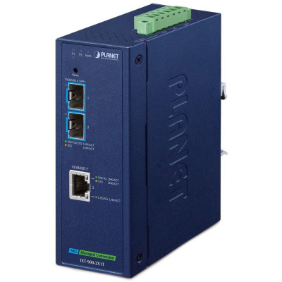 Planet IXT-900-2X1T průmyslový konvertor 1x 10G Base-T / 2x SFP+ 10GBase-X, IP40, -40~75°C, dual power, SNMP