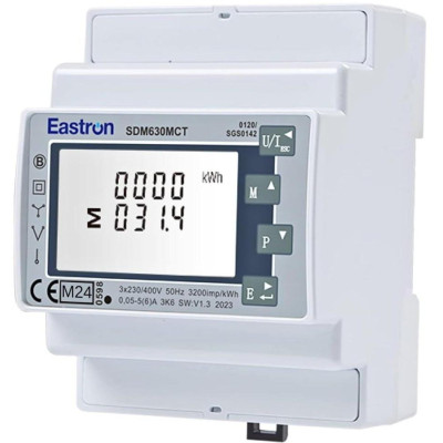 Eastron SDM630MCT-MODBUS-MID, Modbus elektroměr, 1/5A vstup, třífázový, RS485, pulsní výstupy