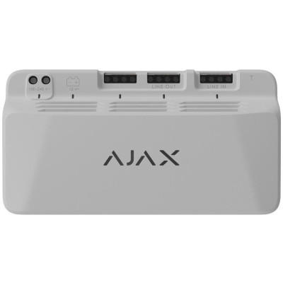 AJAX LineSupply (45W) Fibra, bílá - Sběrnicový modul posilující napájení a data pro zařízení Fibra na další 2 km