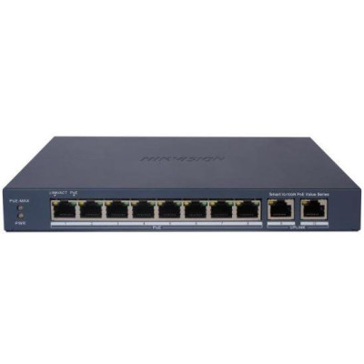 DS-3E1310P-EI/M - Smart managed switch 8x 100TX PoE + 2x Gb uplink, 60W, Super PoE