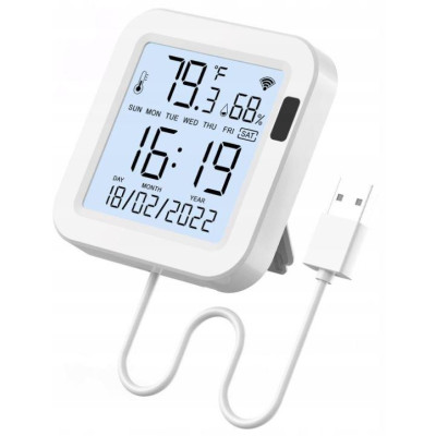 WSS-FL-TH16-WH-EN - Inteligentní senzor teploty a vlhkosti MOES WiFi s LCD obrazovkou